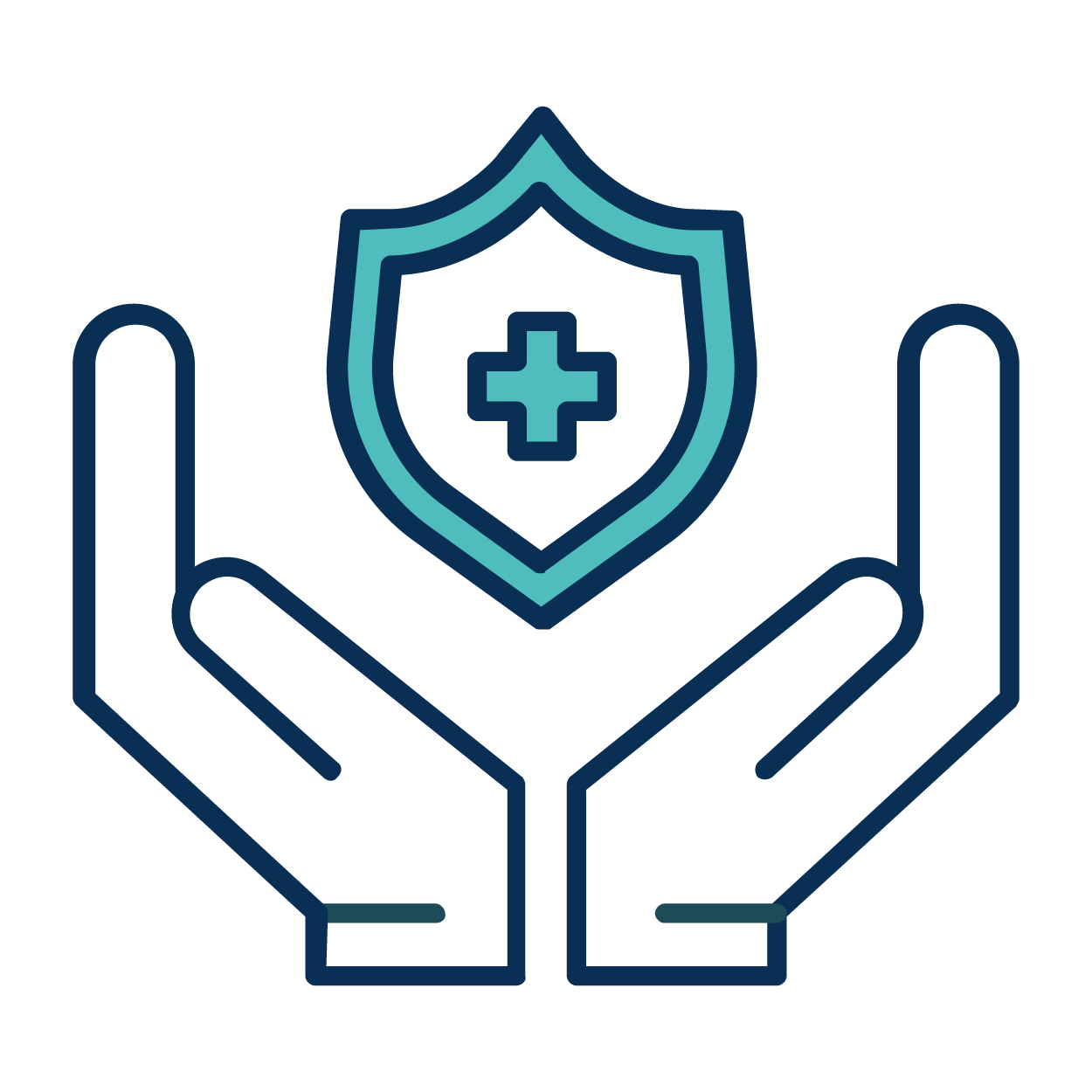 Icon Vorsorge, Schild mit zwei Händen